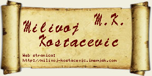 Milivoj Kostačević vizit kartica